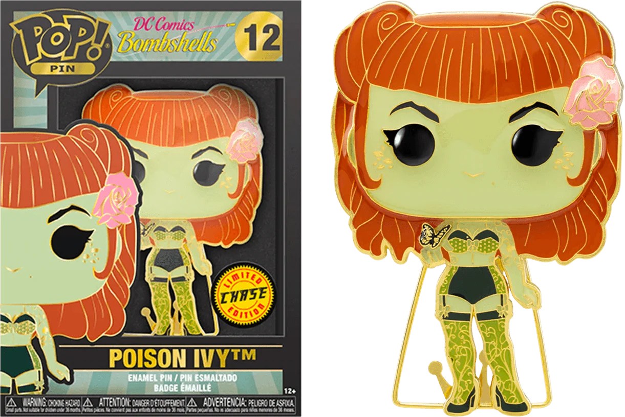DC Bombshells - Poison Ivy (with chase) 4" Pop! Enamel Pin - Image 2