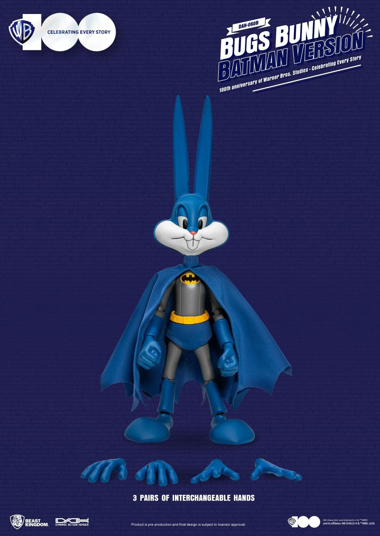 Beast Kingdom Dynamic Action Heroes 100th Anniversary of Warner Bros Studios Bugs Bunny Batman Version - Image 8