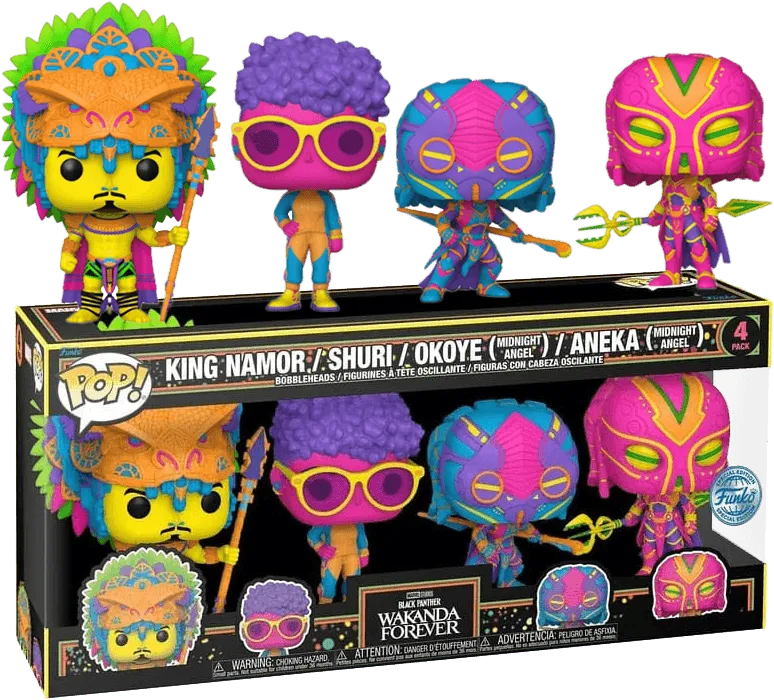 Black Panther 2: Wakanda Forever - Blacklight US Exclusive Pop! Vinyl 4-Pack [RS]