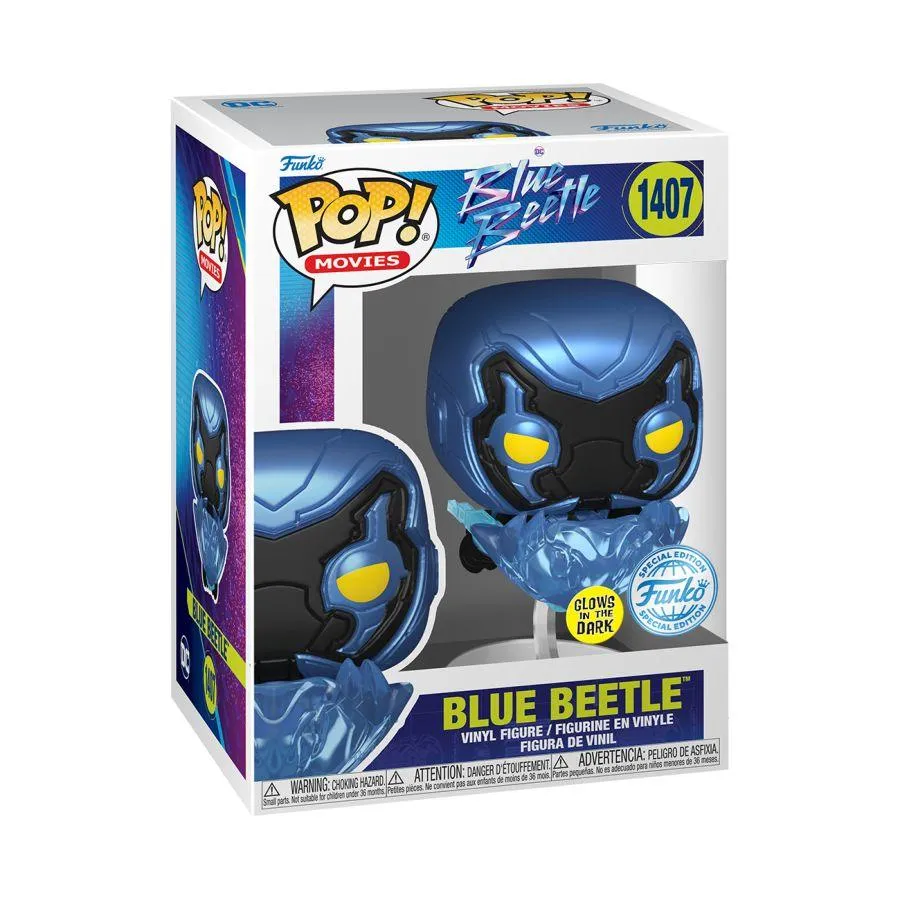 Blue Beetle (2023) - Blue Beetle in Flight Glow US Exclusive Pop! Vinyl [RS] - Image 3