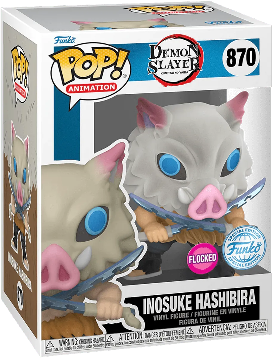 Demon Slayer - Inosuke Hashibira with Blades Crossed Flocked Pop! Vinyl [RS] - Image 3