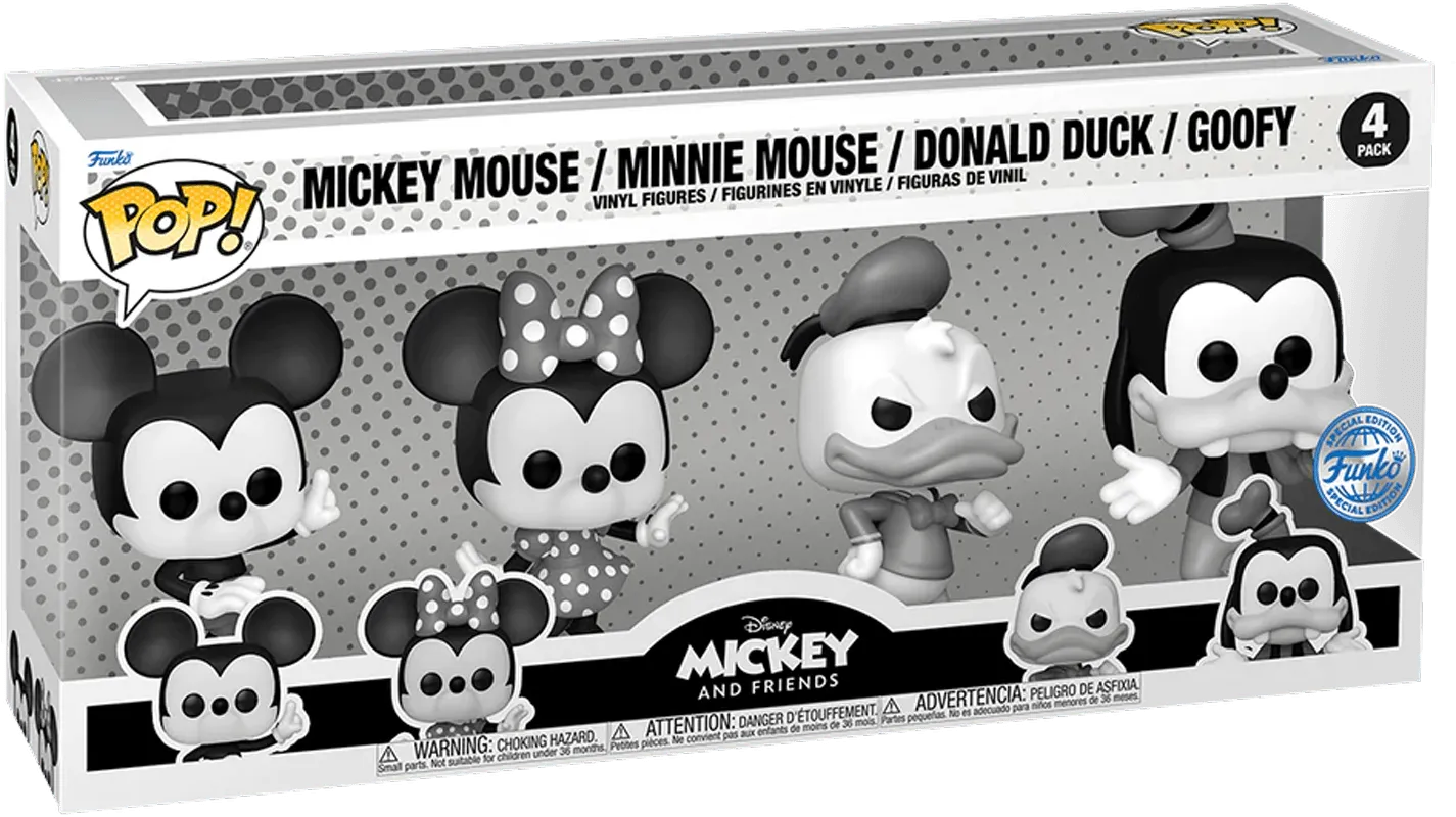 Disney - Mickey and Friends (Black & White) Pop! Vinyl 4-Pack [RS] - Image 3