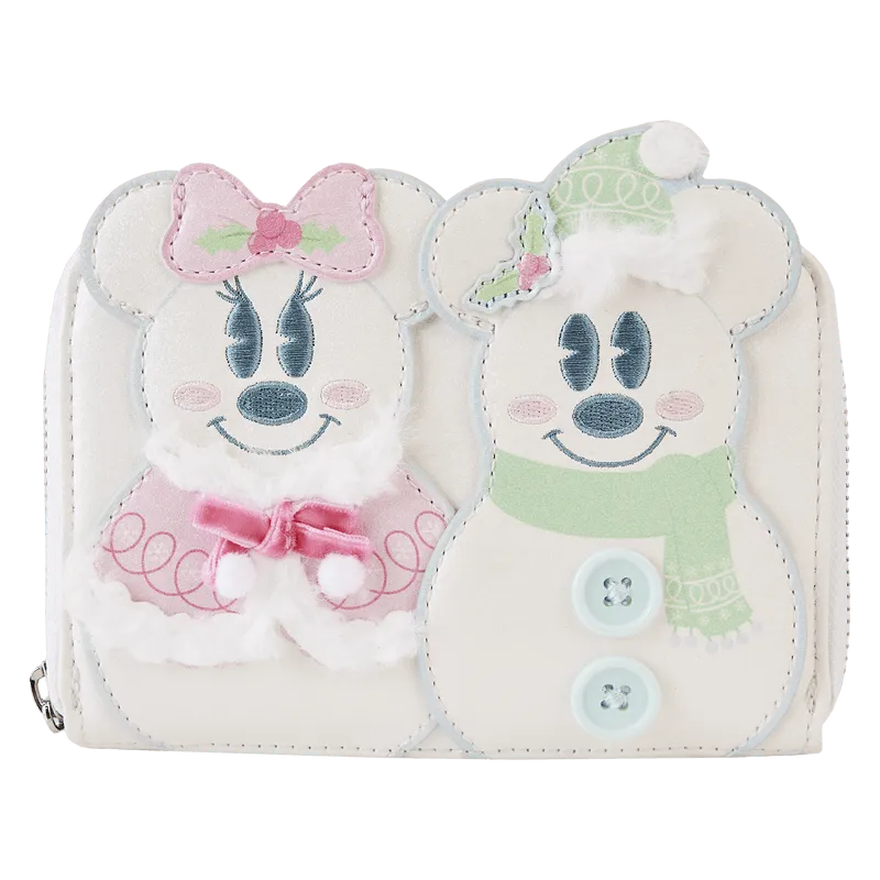 Disney - Mickey & Minnie Pastel Snowman Zip Around Wallet