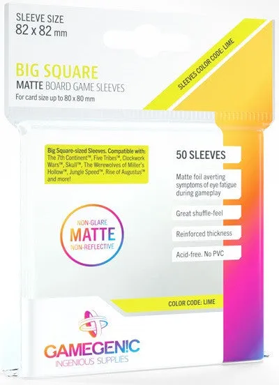 Gamegenic Matte Board Game Sleeves - Size Code LIME - Big Square Sized/Werewolves/Jungle Speed (82mm x 82mm) (50 Sleeves Per Pack) - Image 2