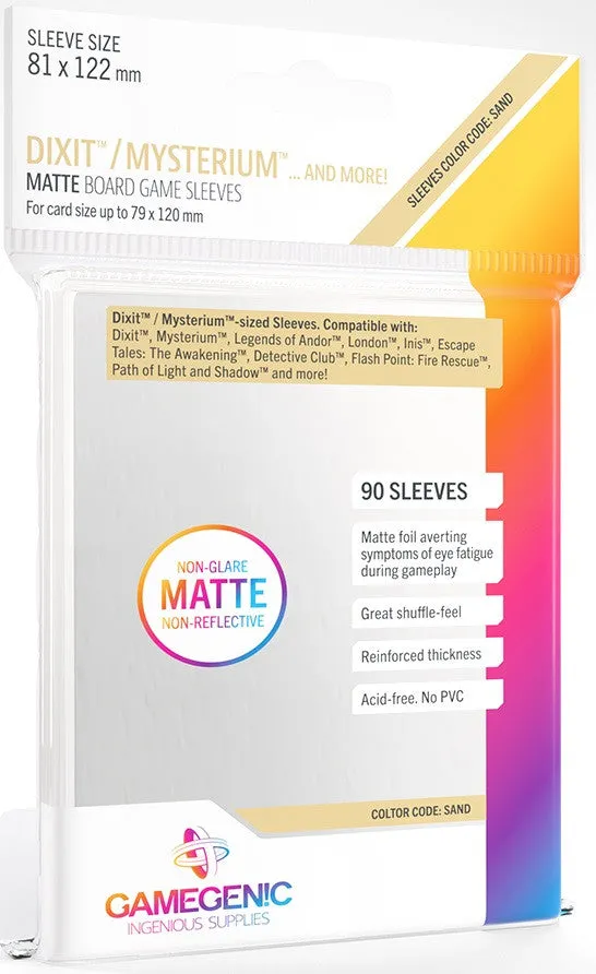 Gamegenic Matte Board Game Sleeves - Size Code SAND - Dixit/Mysterium (81mm x 122mm) (90 Sleeves Per Pack) - Image 2