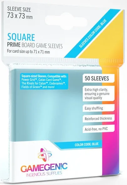 Gamegenic Prime Board Game Sleeves - Size Code BLUE - Square Sized (73mm x 73mm) (50 Sleeves Per Pack) - Image 2