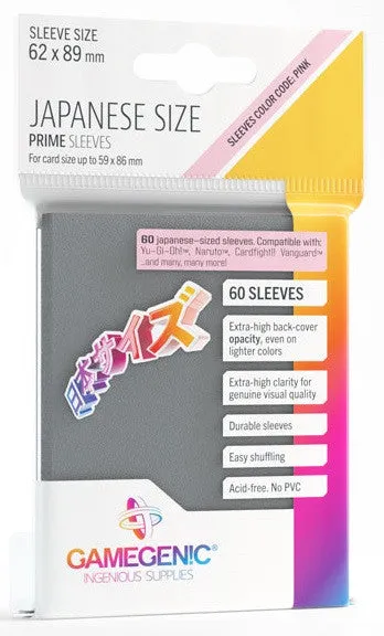 Gamegenic Prime Japanese Sized Sleeves - Size Code PINK - Sleeve Colour Dark Gray (62mm x 89mm) (60 Sleeves Per Pack) - Image 2