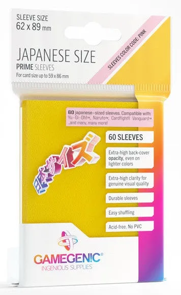 Gamegenic Prime Japanese Sized Sleeves - Size Code PINK - Sleeve Colour Yellow (62mm x 89mm) (60 Sleeves Per Pack) - Image 2