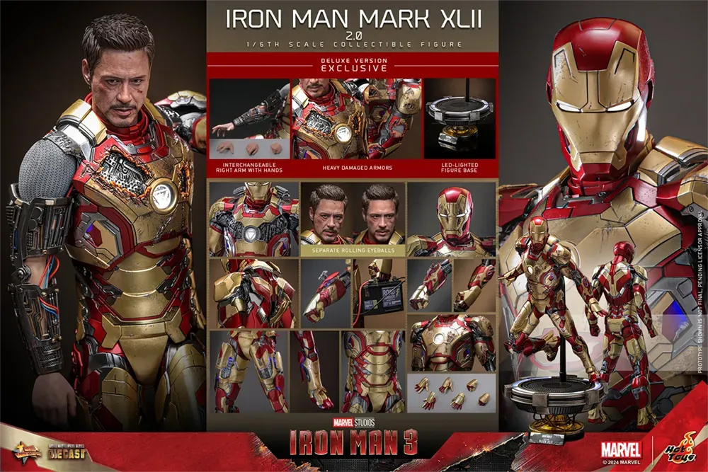 Iron Man 3 - Iron Man Mk 42 (2.0) Deluxe 1:6 Scale Collectable Action Figure - Image 24