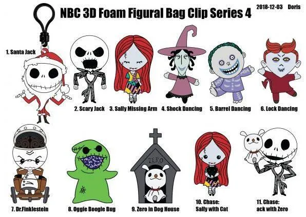 Keyring 3D Blind Bag Disney Nightmare Before Christmas Series 4 (CDU of 24)