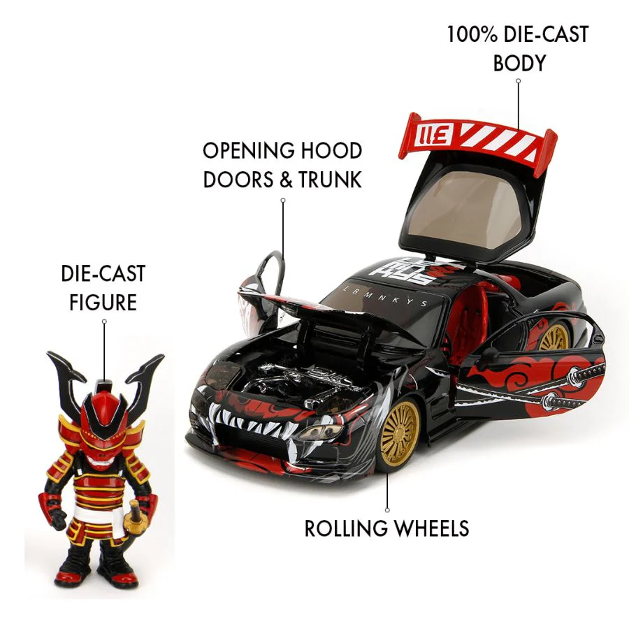 Lab Monkeys - 1:24 Mazda RX7 Diecast Vehicle with SARU 3.25" Figure - Image 9