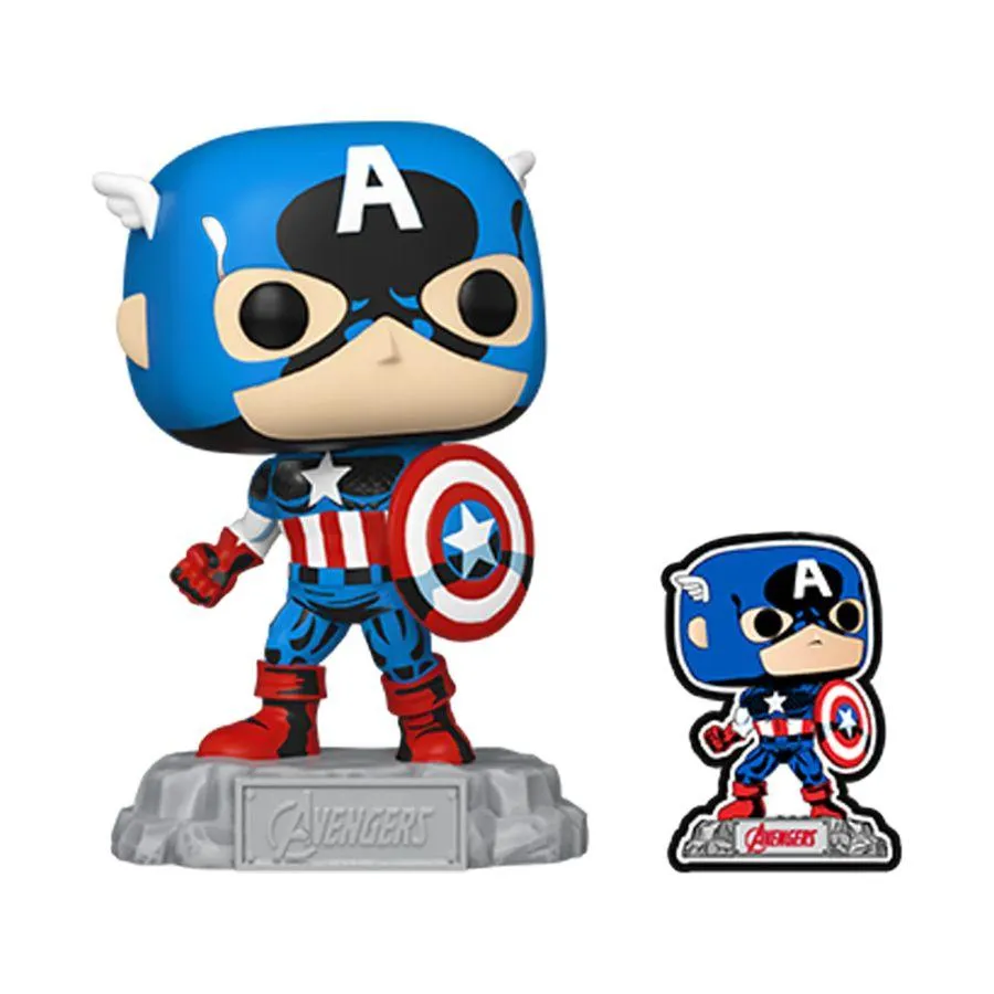 Marvel Comics - Captain America 60th Anniversary (with Pin) US Exclusive Pop! Vinyl [RS] - Image 2