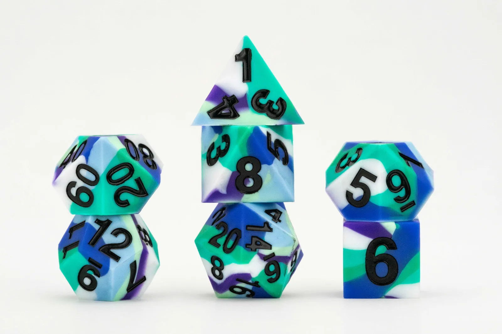 MDG 16mm Pride Sharp Edge Silicone Rubber Poly Dice Set - Gay Men