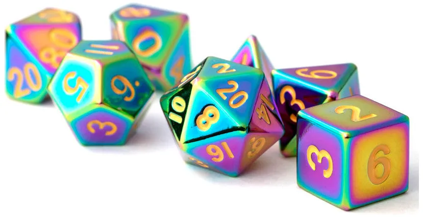 MDG Metal Polyhedral Dice Set - Torched Rainbow - Image 2