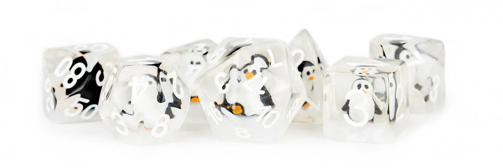 MDG Resin 16mm Polyhedral Dice Set - Penguin - Image 2