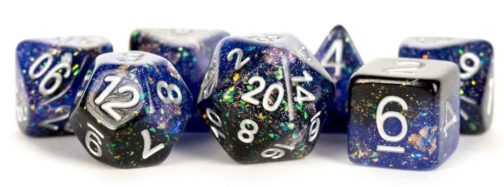MDG Resin Eternal Polyhedral Dice Set 16mm - Blue/Black - Image 2