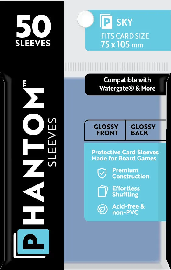 Phantom Sleeves: Sky Size (75mm x 105mm) - Gloss/Gloss (50) - Image 2