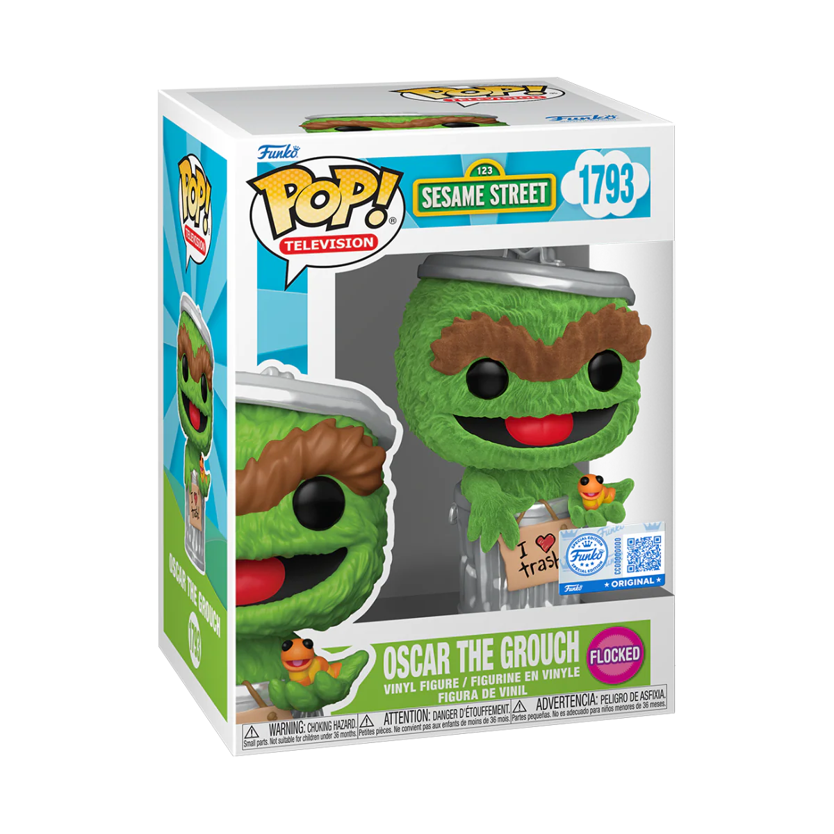 Sesame Street - Oscar the Grouch Flocked Pop! Vinyl [RS] - Image 3