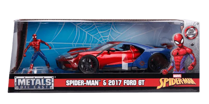 Marvel Comics - 2017 Ford GT 1:24 Scale Hollywood Rides Diecast Vehicle with Spider-Man