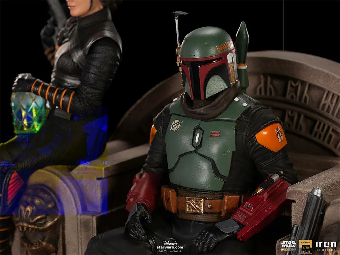 Star Wars: The Mandalorian - Boba Fett & Fennec Shand on Throne Deluxe 1:10 Scale Statue - Image 10