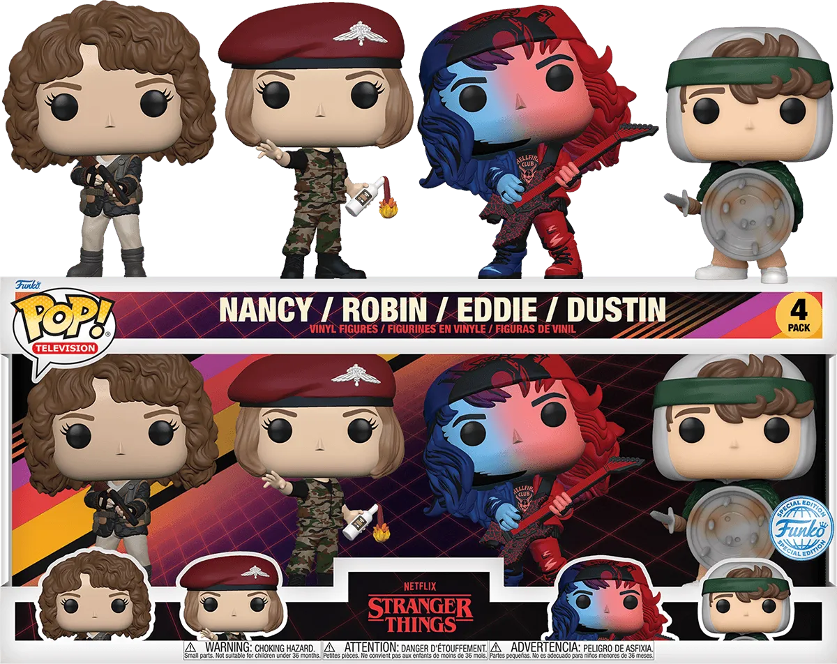 Stranger Things - Nancy, Robin, Eddie & Dustin US Exclusive Pop! 4-Pack [RS]